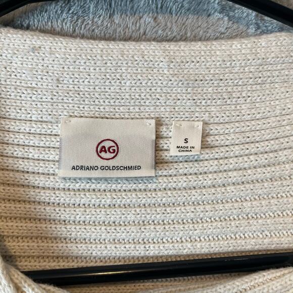 AG Adriano Goldschmied Ribbed Sweater Cotton Cashmere Blend Size Small Cream - Picture 4 of 6